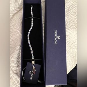 NWT $175 SWAROVSKI brand crystal blue and white tennis bracelet